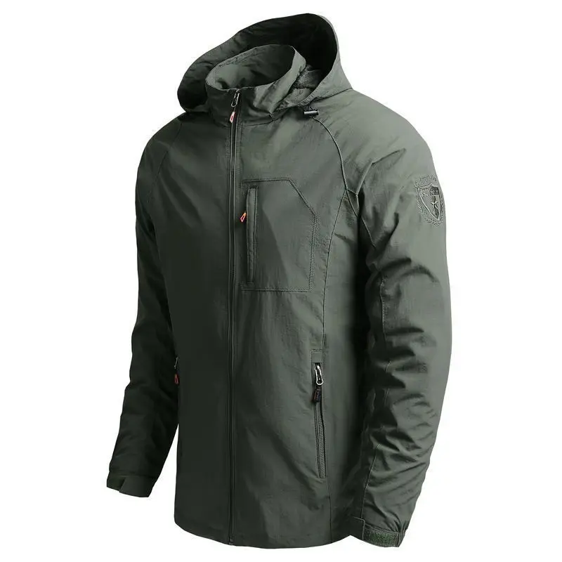 Herren Leichte Softshell-Outdoorjacke mit Kapuze und wasserabweisender Membran sowie Brusttasche Drune