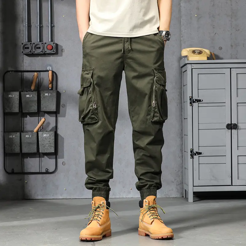 Herren Leichte Tactical-Cargo-Jogginghose mit Tunnelzugbund, Kniepaneelen und Multifunktionstaschen Drune