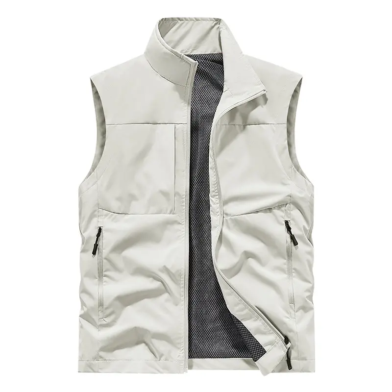 Herren Leichte technische Outdoor‑Weste mit Stehkragen, Netzfutter und Reißverschlusstaschen Drune