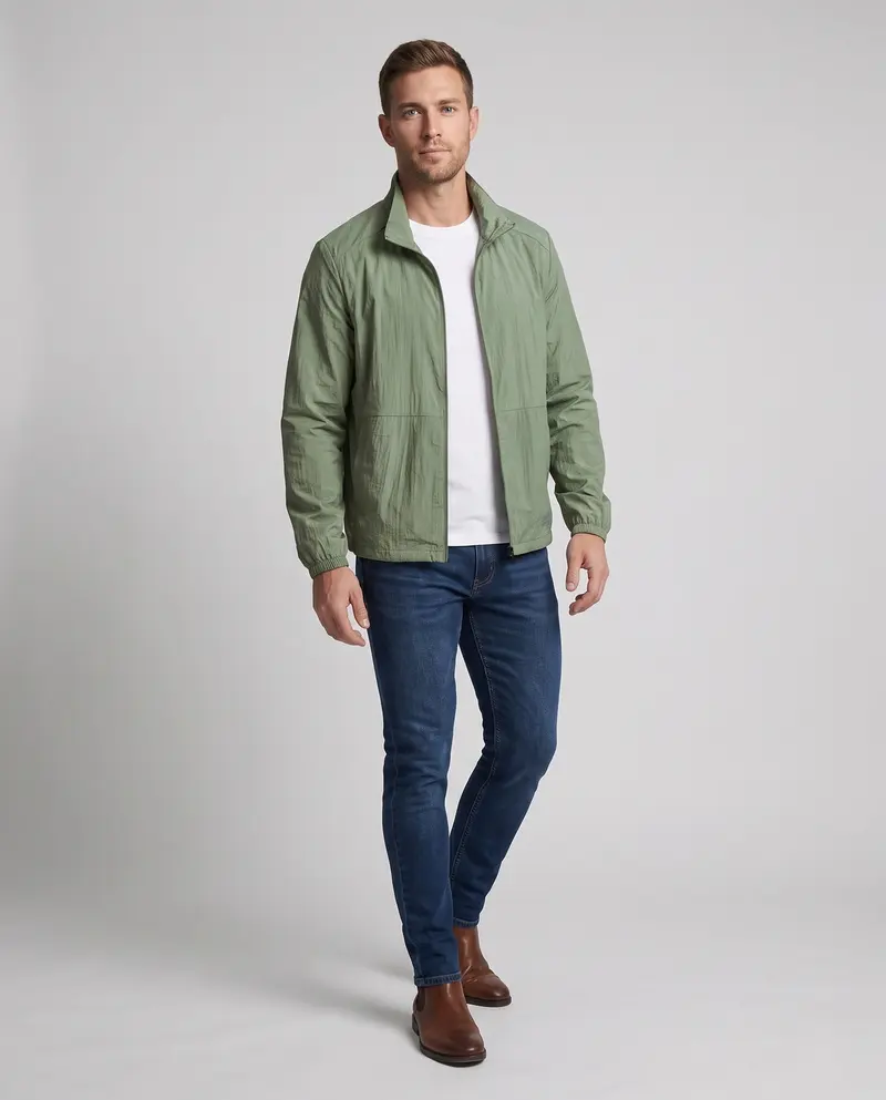 Herren Leichte Übergangsjacke mit Hohem Kragen Drune