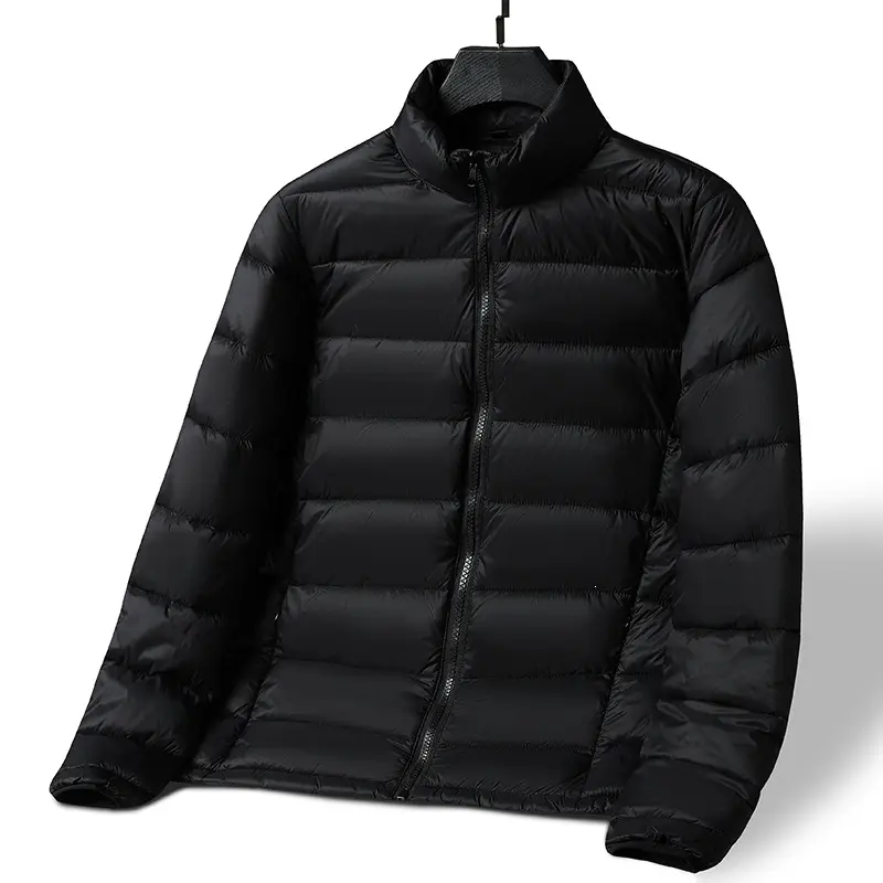 Herren Leichte ultrawarme packbare Steppjacke mit horizontaler Steppung, hohem Stehkragen und Zwei-Wege-Reißverschluss Drune