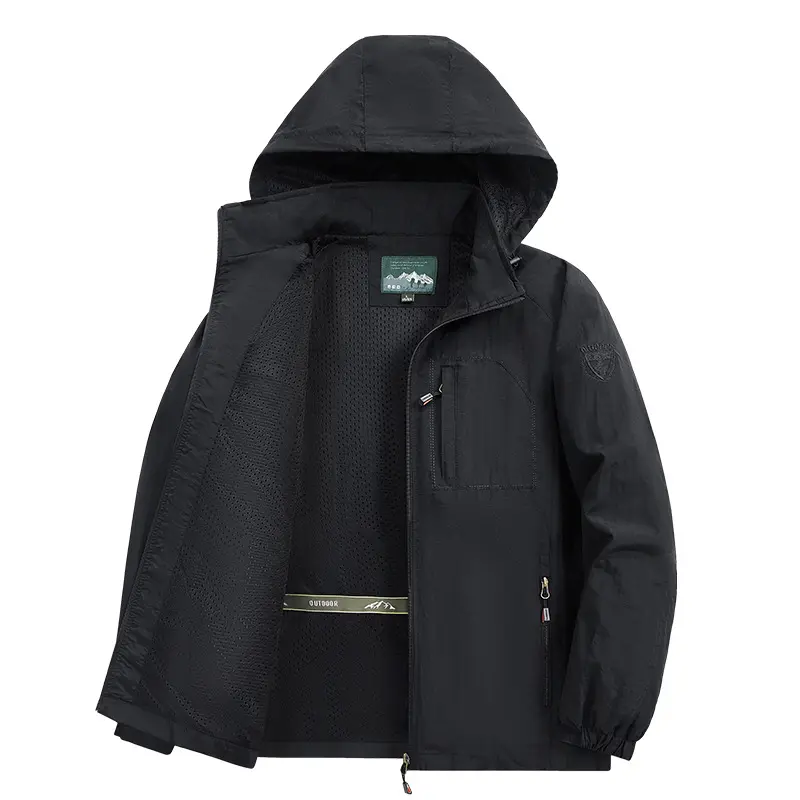 Herren Leichte und atmungsaktive Outdoorjacke mit Kapuze Drune