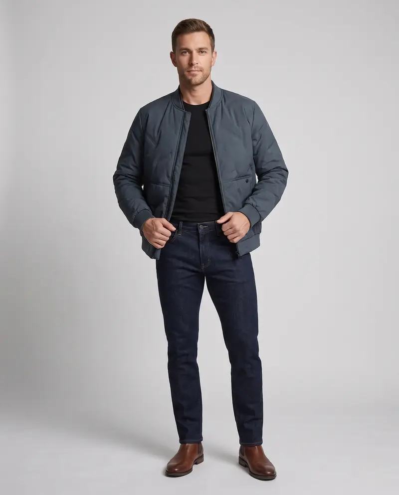 Herren leichte urbane Utility Bomberjacke mit thermoregulierendem Futter und elastischen Bündchen