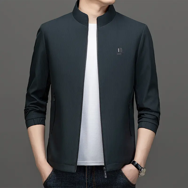 Herren Leichte Utility-Jacke mit hohem Kragen Drune