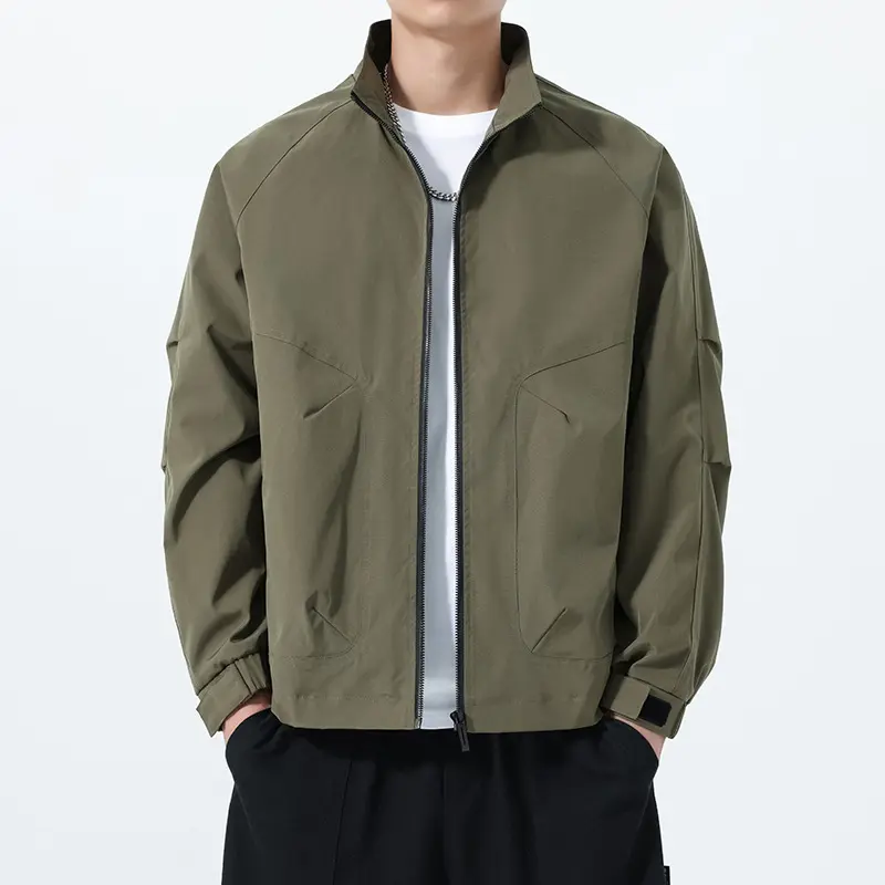 Herren Leichte Utility-Übergangsjacke mit Stehkragen, Raglanärmeln und verstellbaren Klettbündchen Drune