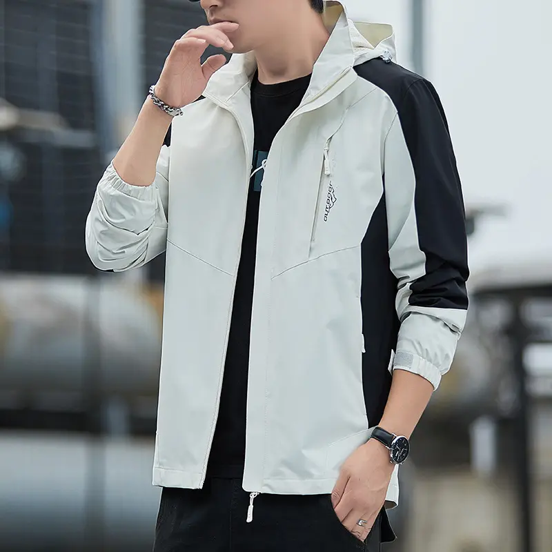 Herren Leichte wind- und wasserabweisende Kapuzenjacke im sportlichen Utility‑Style Drune