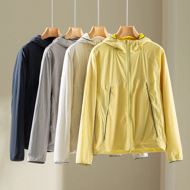 Herren leichte wind- und wasserabweisende Kapuzenjacke mit Fleece‑Innenfutter und Frontreißverschluss Drune