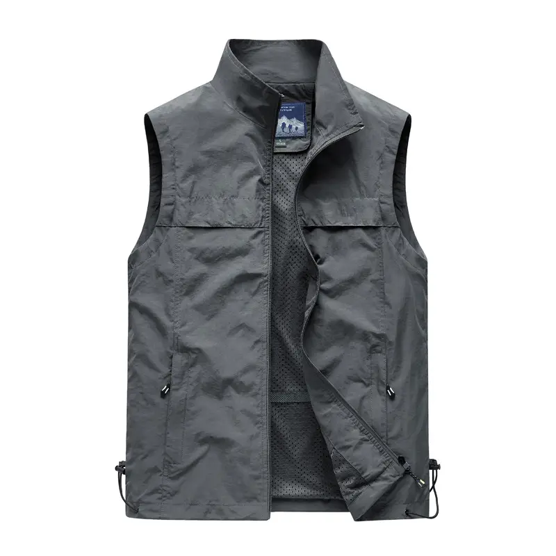 Herren Leichte wind- und wasserabweisende Utility-Weste mit Stehkragen, Mesh-Futter & verstellbarem Saum Drune