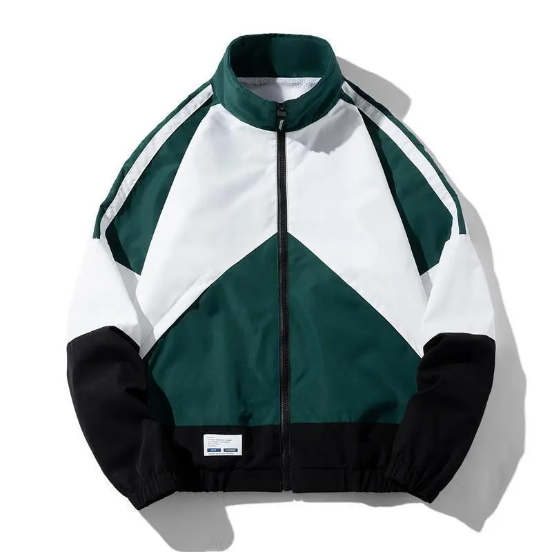 Herren Leichte Windbreaker-Trackjacke im geometrischen Colorblock mit Mesh‑Futter, Stehkragen & Reißverschluss Drune