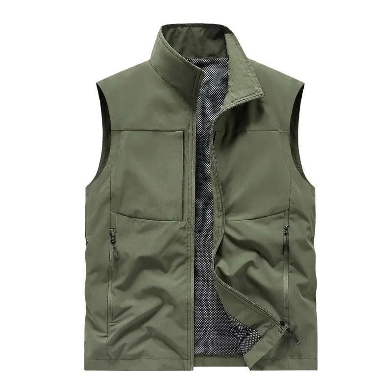 Herren Leichte winddichte Softshell-Steppweste mit Mesh-Innenfutter, Stehkragen & Reißverschlusstaschen Drune