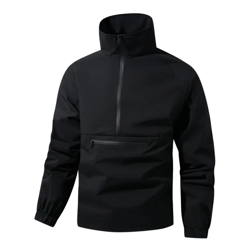 Herren Leichter wasserabweisender Anorak mit Halbzip, hohem Stehkragen & Front-Reißverschlusstasche Drune