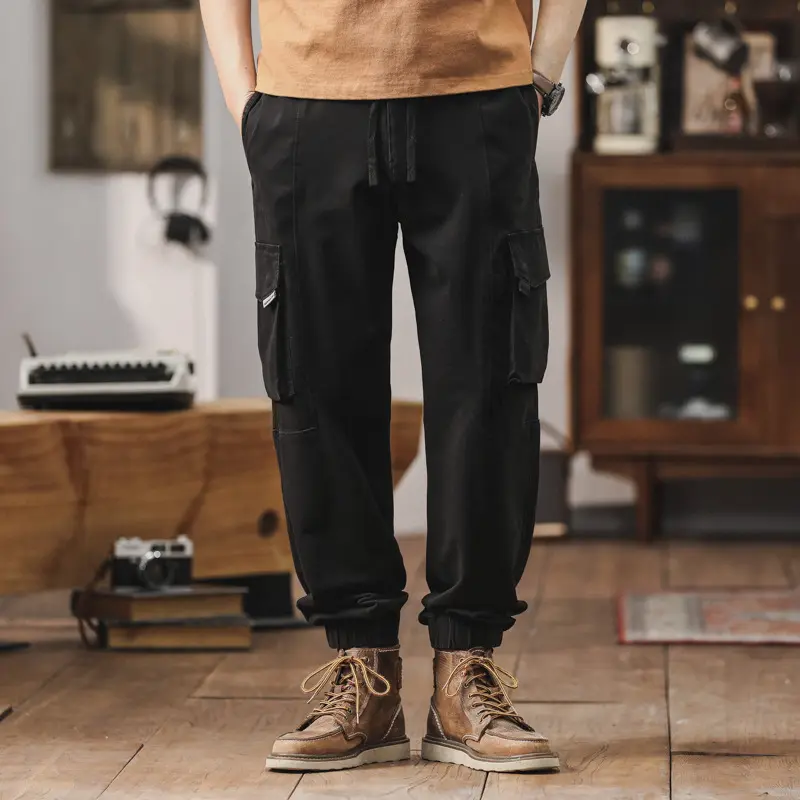 Herren Locker geschnittene Cargo-Jogginghose mit elastischem Bund und Mehrfach-Taschen Drune