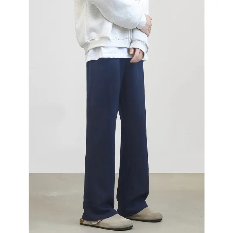 Herren Locker geschnittene Fleece-Loungehose mit weitem Bein, Tunnelzug und Ziernähten Drune