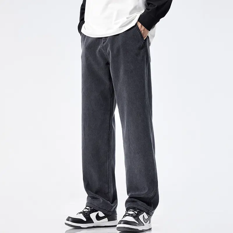 Herren Locker geschnittene Jeanshose mit Vintage-Waschung und geradem Bein Drune