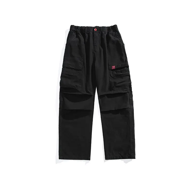Herren Lockere Cargohose mit elastischem Bund, Multifunktionstaschen und geradem Bein Drune