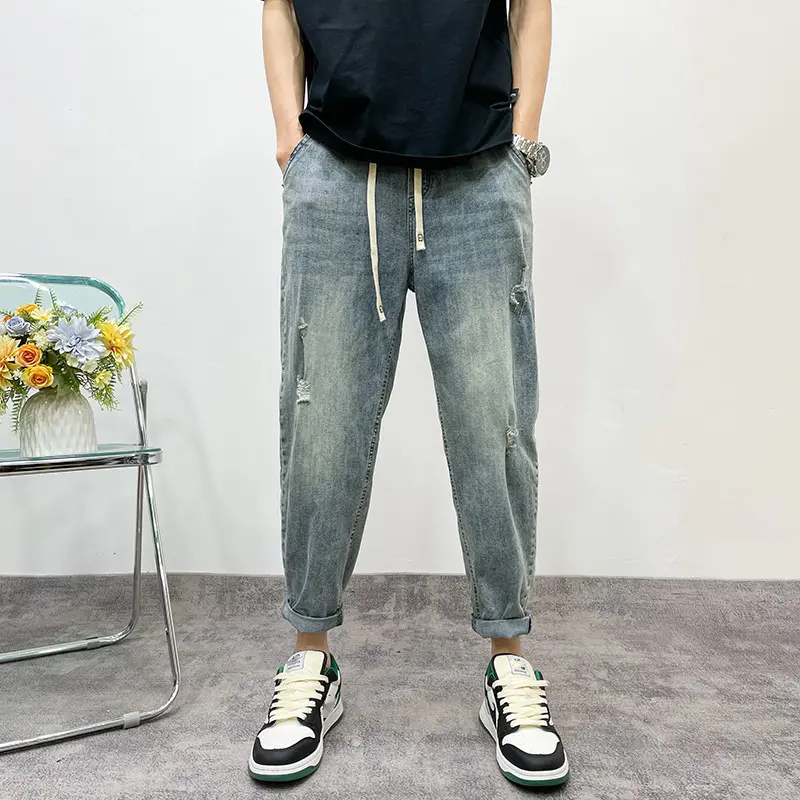 Herren lockere Jeanshose mit Distressed-Optik Drune