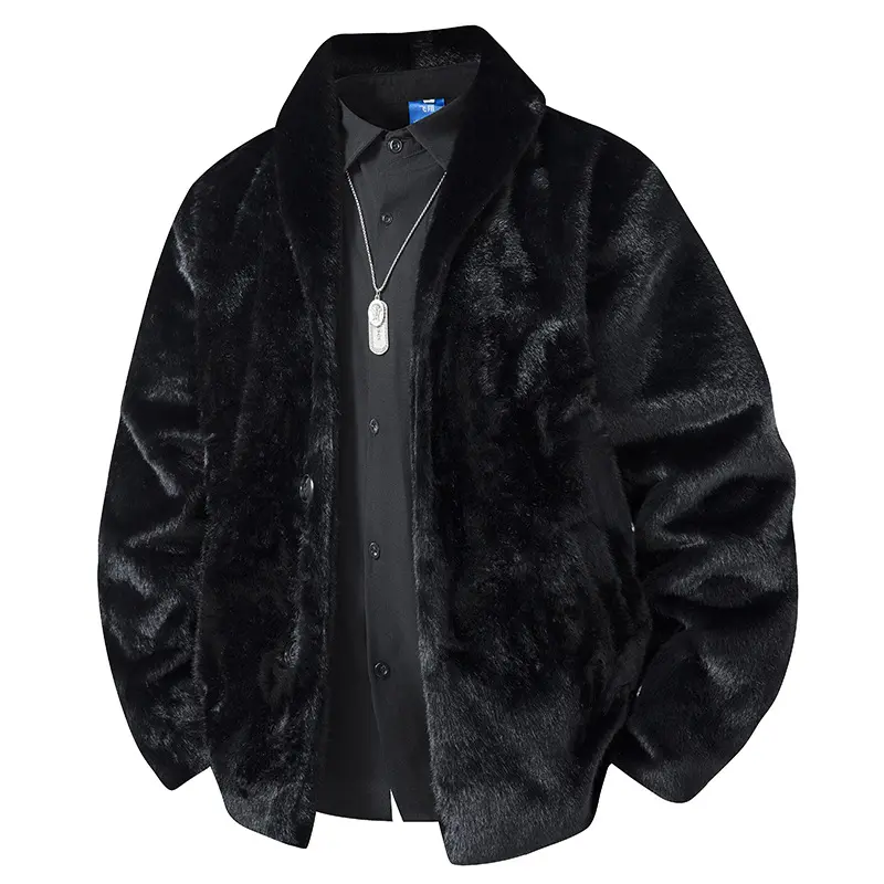 Herren Luxuriöse Kurzblazer‑Jacke aus Kunstfell mit Schalkragen Drune