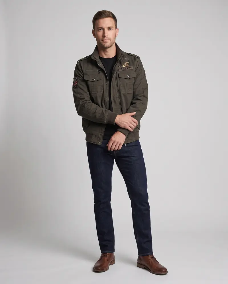 Herren Militärjacke mit vielen Taschen Drune