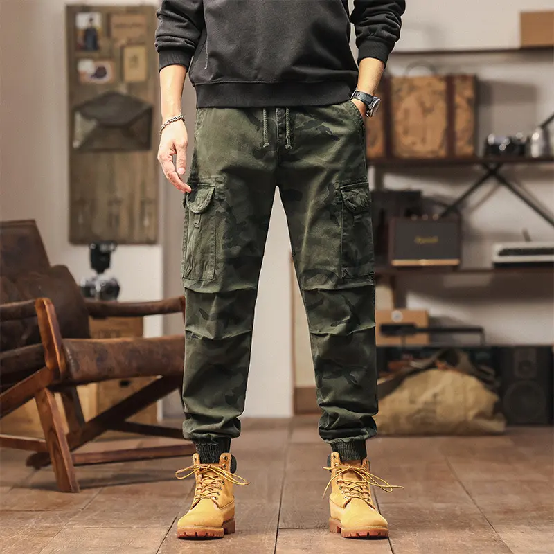 Herren Military-Style Cargo-Jogger aus Baumwollmix mit elastischem Tunnelzugbund und modularen Klappentaschen Drune