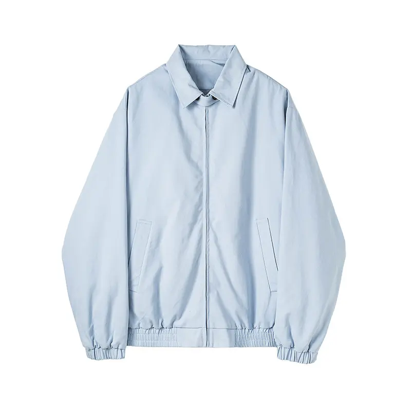 Herren Minimalistische Harrington-Übergangsjacke mit Stehkragen, Kinnschutzriegel und elastischem Saum Drune