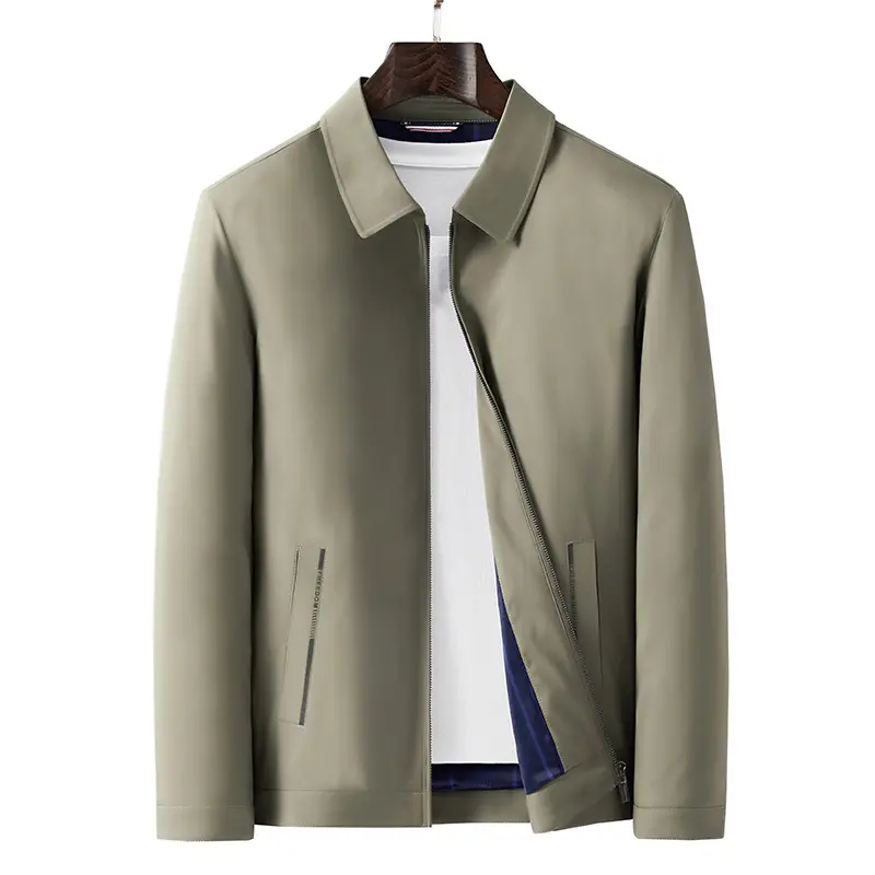 Herren Minimalistische leichte Übergangsjacke mit Hemdkragen, verdecktem Reißverschluss & seitlichen Reißverschlusstaschen Drune