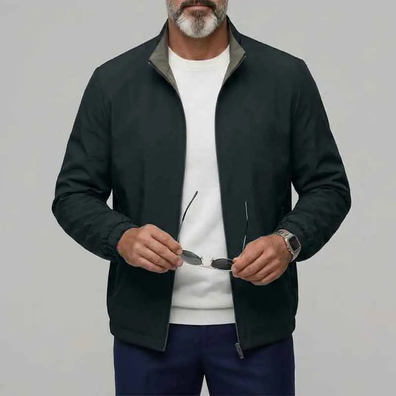 Herren Moderne Übergangsjacke mit hohem Kragen und praktischen Taschen Drune