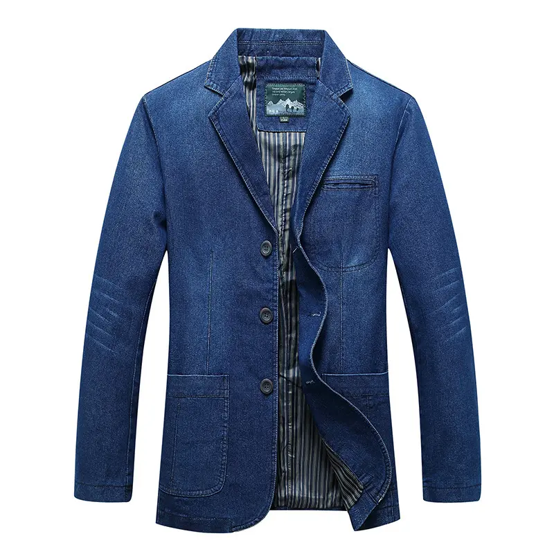Herren Moderner Denim Blazer Drune