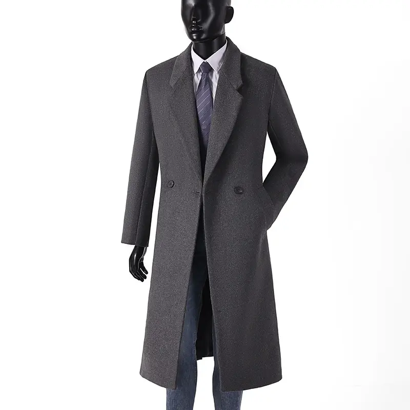 Herren Moderner Longcoat aus Wollmix mit schmalem Revers, leichter Taillierung und seitlichen Eingrifftaschen Drune