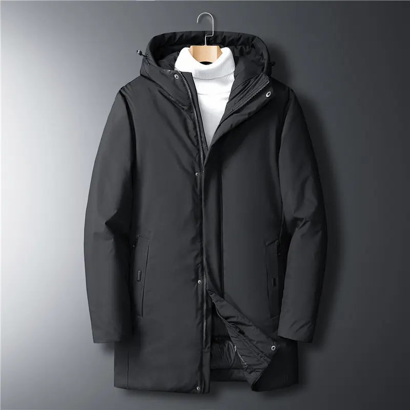 Herren moderner Urban-Longparka mit versteckter Reißverschlussblende und ergonomischer Kapuze Drune