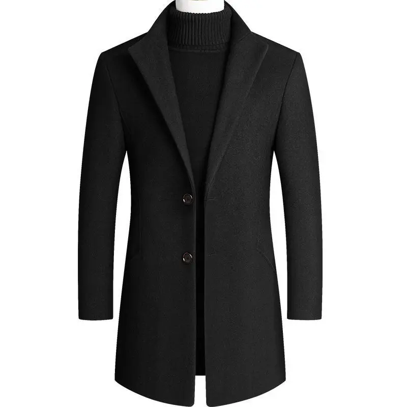 Herren Moderner Wollmix-Kurzmantel mit schlanker Silhouette, Reverskragen und Zweiknopfverschluss Drune