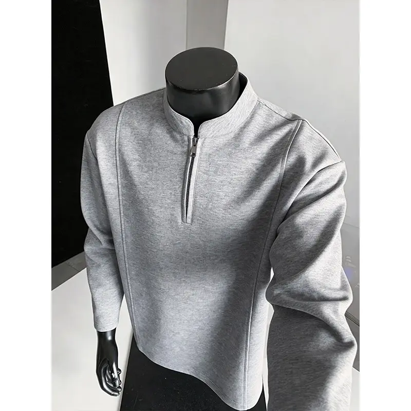 Herren Modernes Halbzip-Sweatshirt mit kurzem Reißverschluss und cleanem Minimaldesign Drune