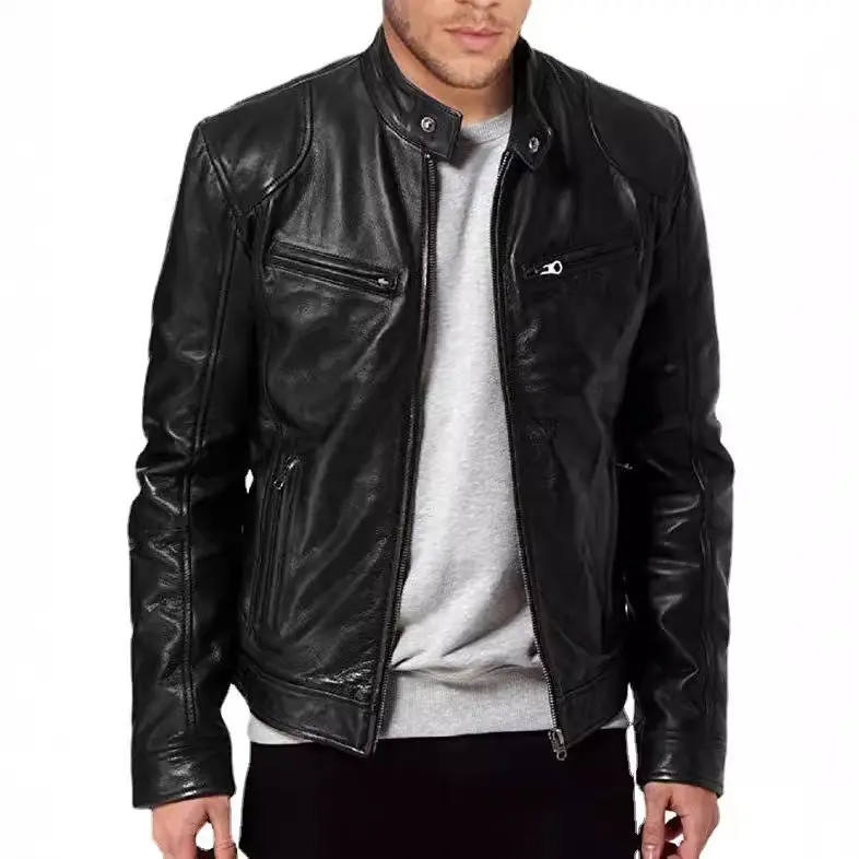 Herren Modische Biker-Lederjacke Drune