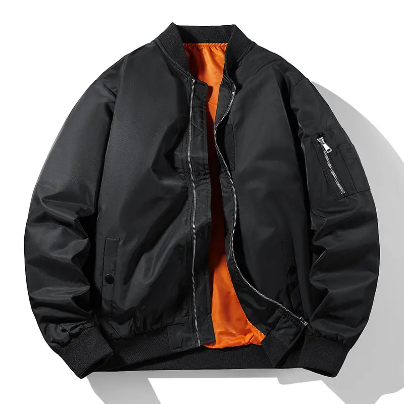 Herren Modische Bomberjacke mit hohem Kragen und praktischen Taschen Drune