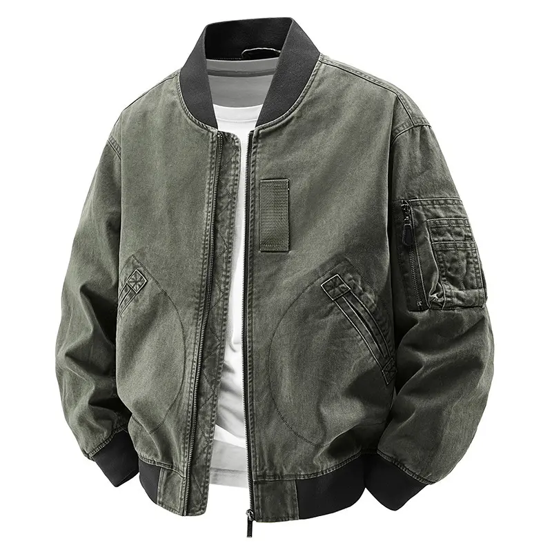 Herren Modische Bomberjacke mit Seitentaschen Drune