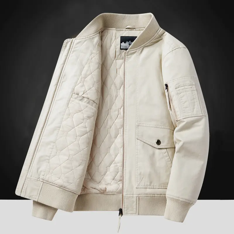 Herren Modische Bomberjacke mit Steppfutter Drune