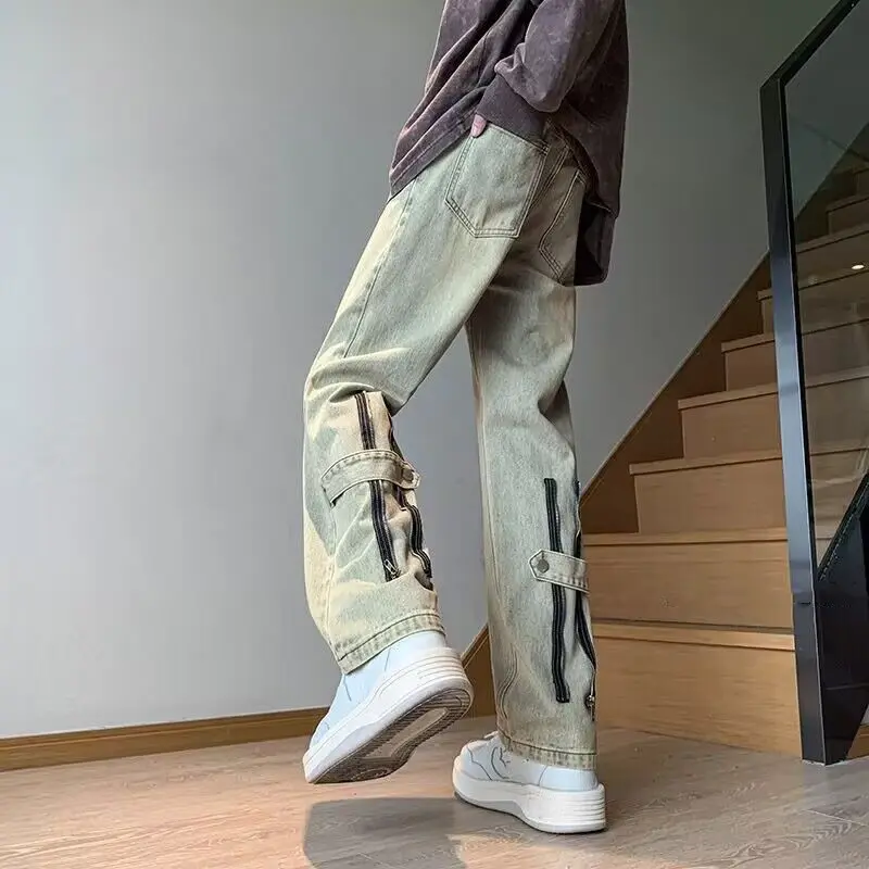 Herren Modische Cargo-Hose mit Reißverschlussdetails Drune