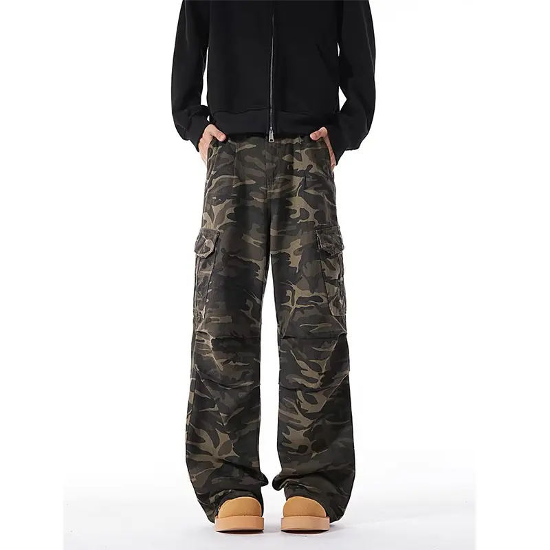 Herren Modische Cargohose mit tiefem Schritt und mehreren Taschen Drune