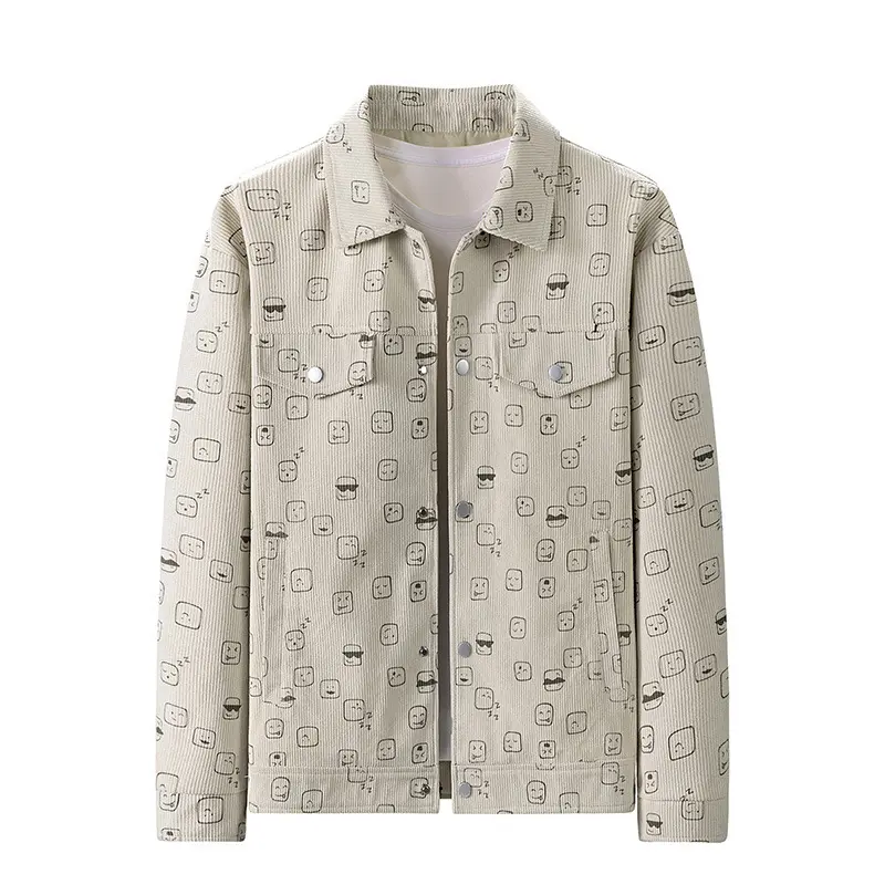 Herren Modische Cordjacke mit einzigartigem Muster Drune