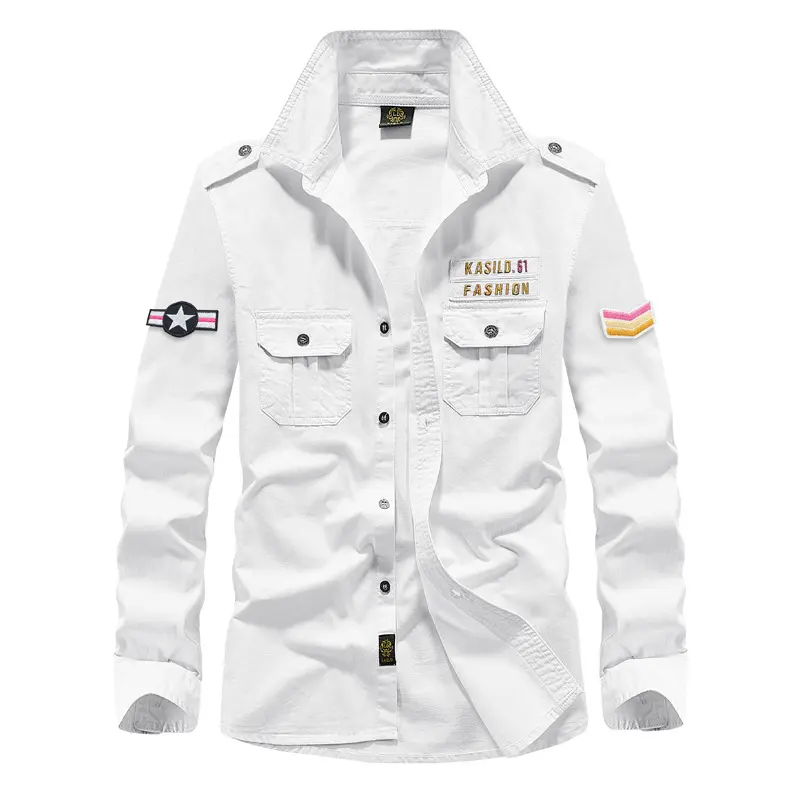 Herren Modische Hemdjacke mit aufgesetzten Taschen Drune