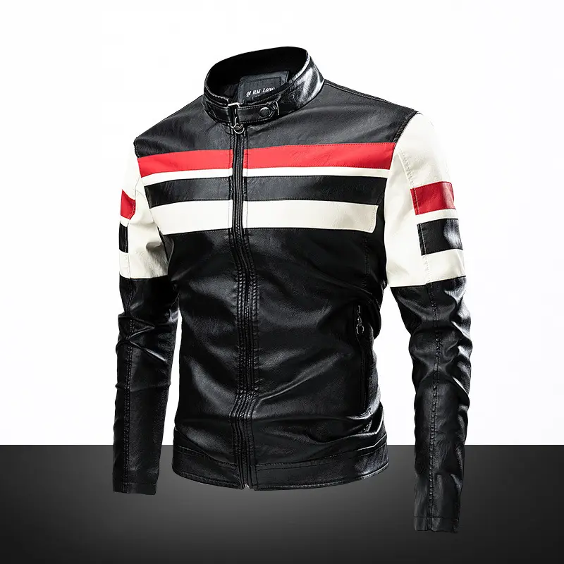Herren Modische Kunstlederjacke im sportlichen Design Drune