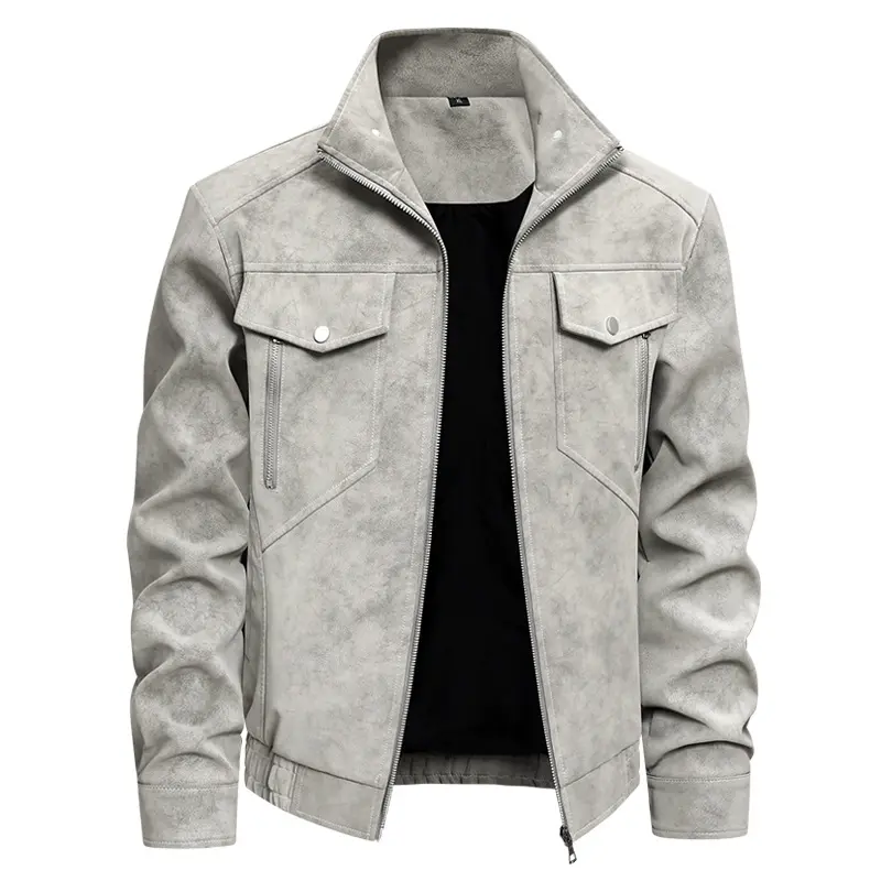 Herren Modische Kunstlederjacke mit praktischen Taschen Drune