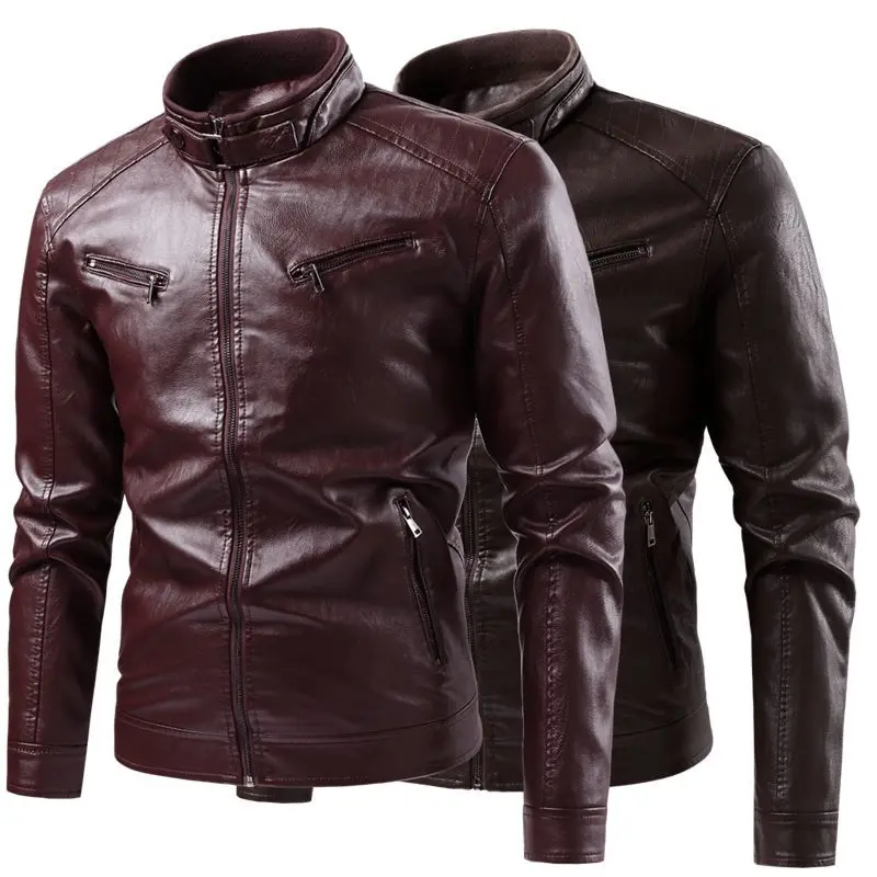 Herren modische Kunstlederjacke mit Steppdetails Drune
