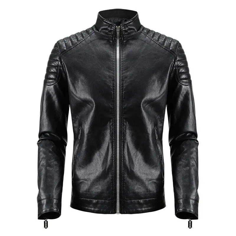 Herren Modische Kunstlederjacke mit strukturiertem Design Drune
