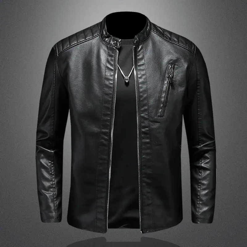 Herren modische Lederjacke mit Reißverschluss Drune