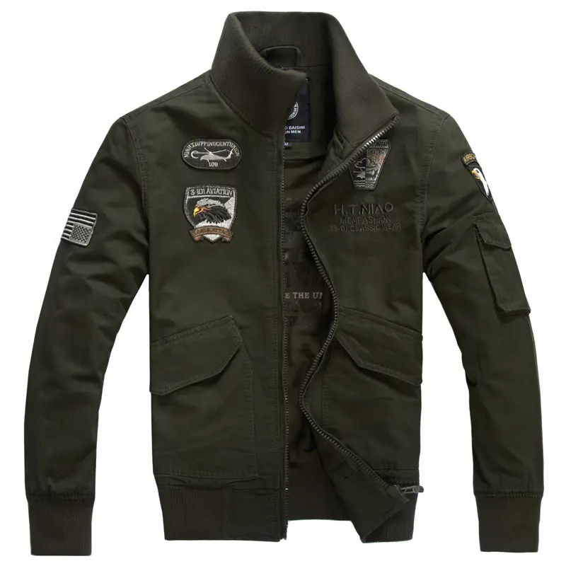 Herren Modische Militärjacke mit zahlreichen Applikationen Drune