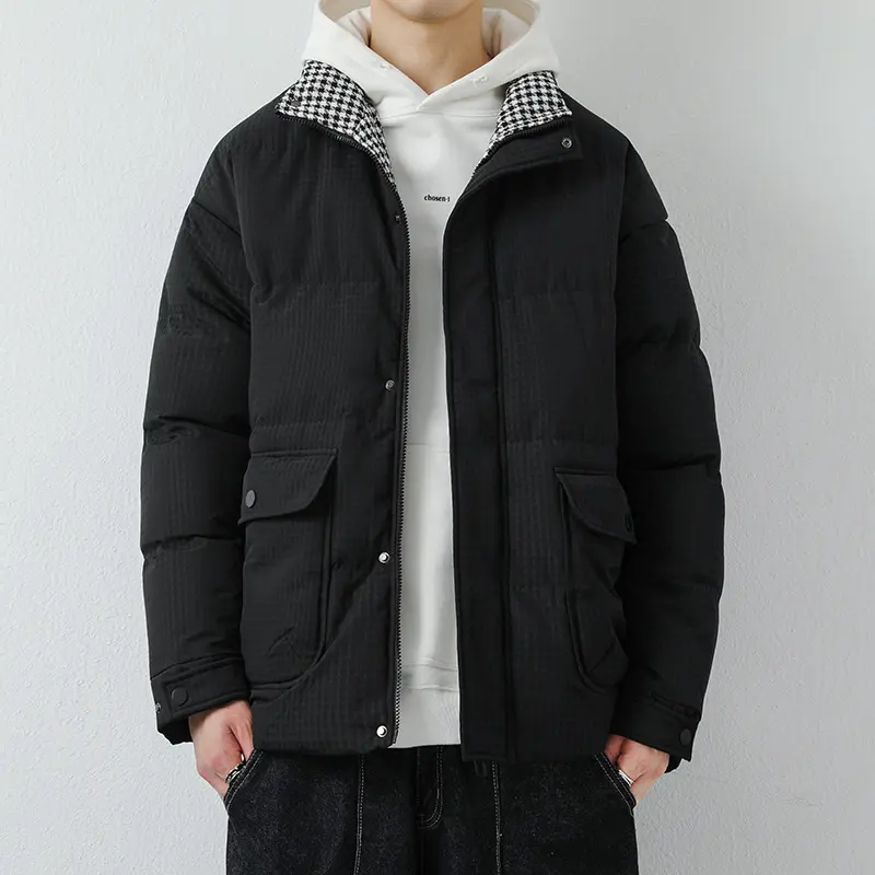 Herren Modische Pufferjacke mit Karokragen Drune