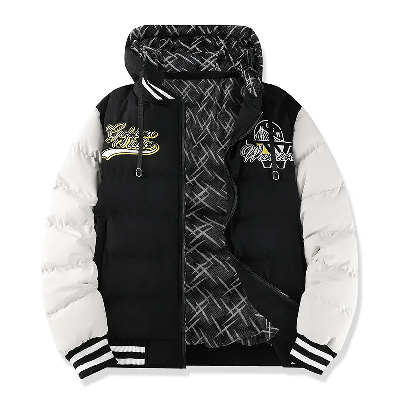 Herren Modische Steppjacke mit hohem Kragen und kontrastierenden Akzenten Drune