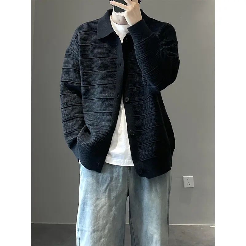 Herren Modische Strickjacke mit strukturierter Oberfläche Drune