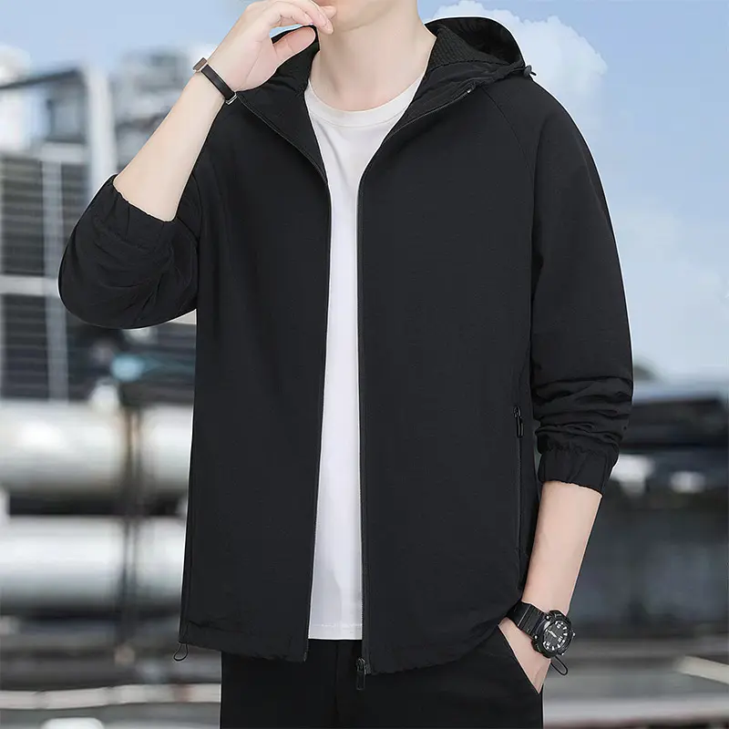 Herren Modische Übergangsjacke mit Kapuze Drune