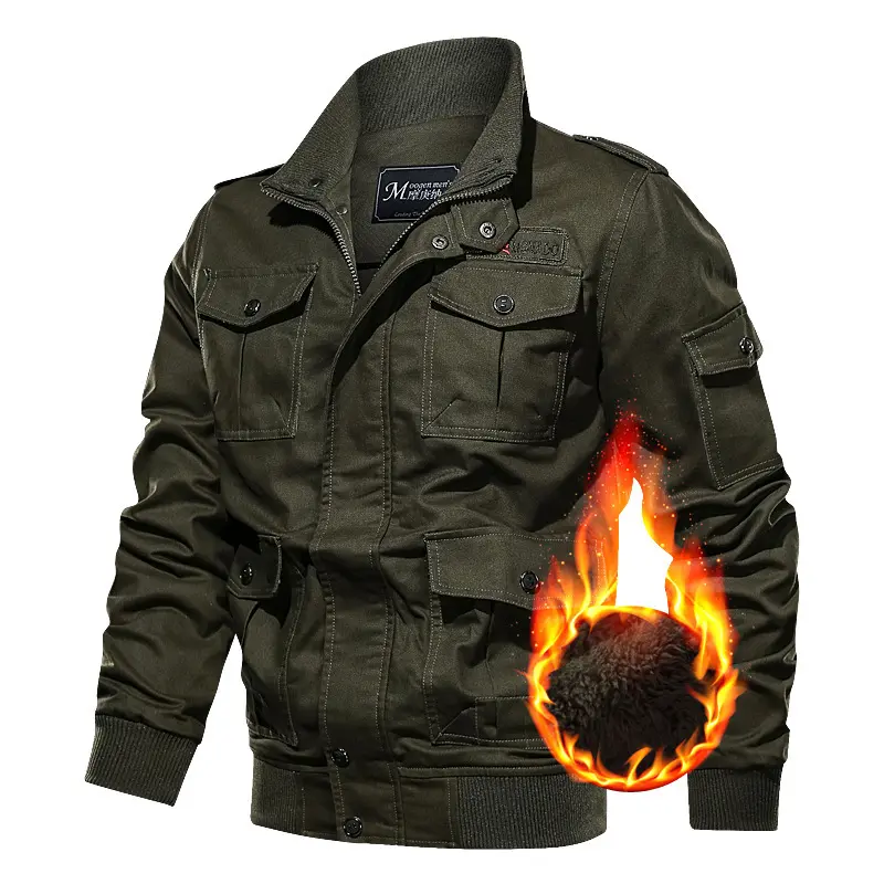 Herren Modische Utility-Jacke mit Fleece-Futter Drune
